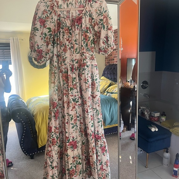 Anthropologie Floral Maxi Dress - Pink and Green - Picture 2 of 3